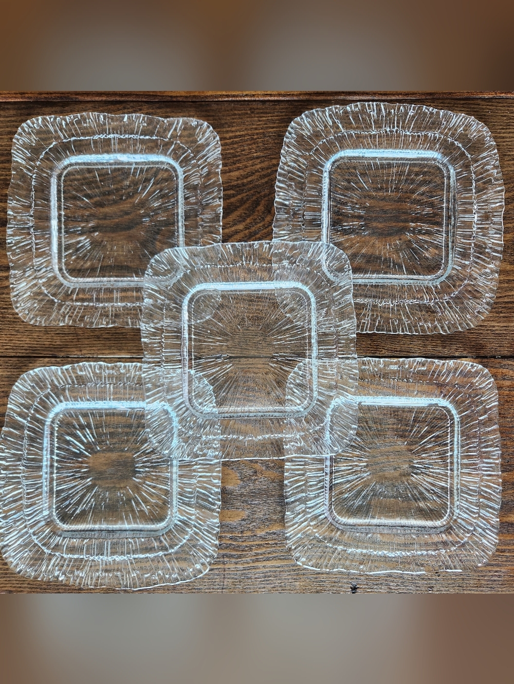 Vintage Glass Dessert Plate Set x5